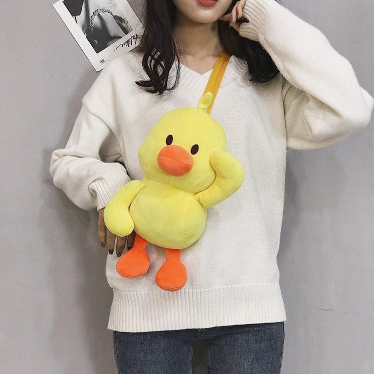 Cosmetic Bags & Cases Autumn And Winter Cartoon Cute Plush Net Red Duck Messenger Bag Funny Personality Doll Machine BagCosmetic