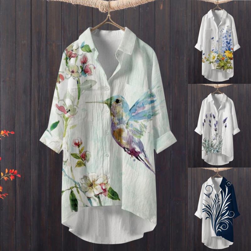 

Women's T-Shirt Tees For Women Trendy Womens Lapel Three Quarter Sleeves Shirts T Tops With Pockets Blouse 3 4 SleeveWomen's, Blue