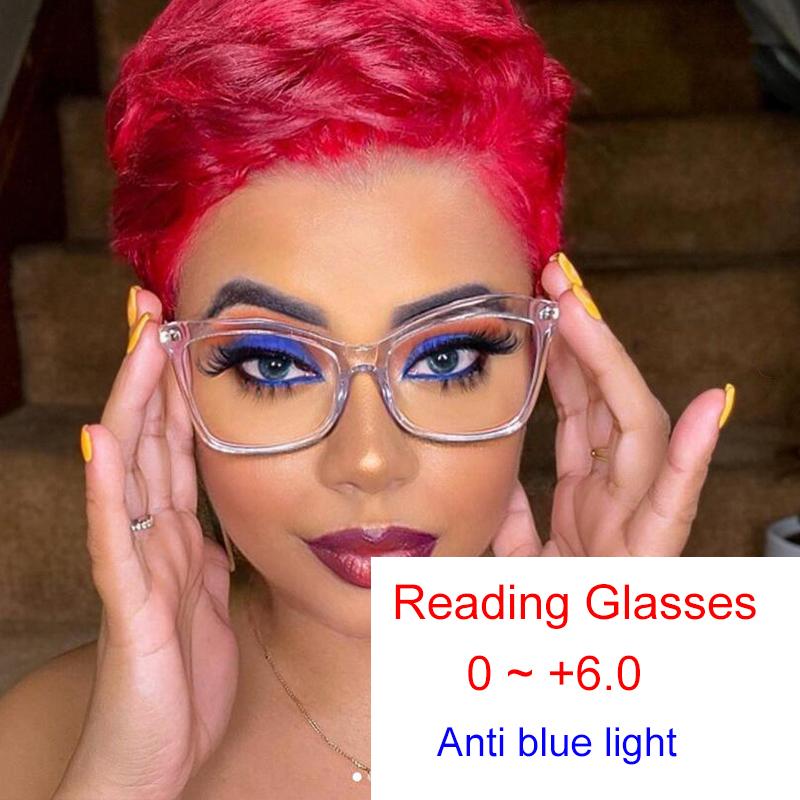 

Sunglasses Reading Glasses For Women Anti Blue Light Luxury Designer Square Transparent Magnifying Retro Oversized Eyeglasses FrameSunglasse