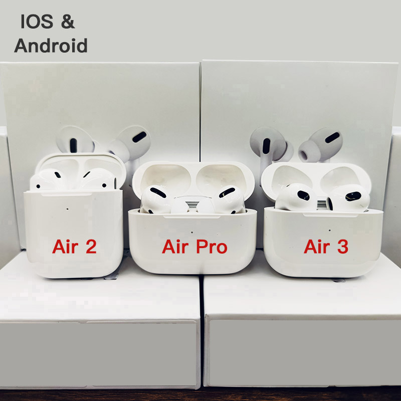 

1:1 Apple AirPods 3 Pro Air Gen 3 Air Pods H1 Chip Transparency Earphones Wireless Charging Bluetooth Headphones AP3 Pro AP2 Earbuds 2nd Generation Headsets, White