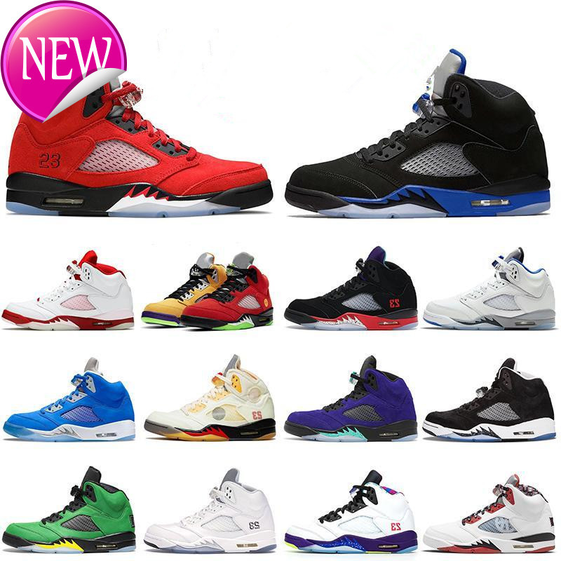 

2021 Women Men With Box Jumpman 5 5s Basketball Shoes Raging Bull Anthracite Sneakers Fire Red Stealth Se Oregon Ducks Alternate Grape J, 22