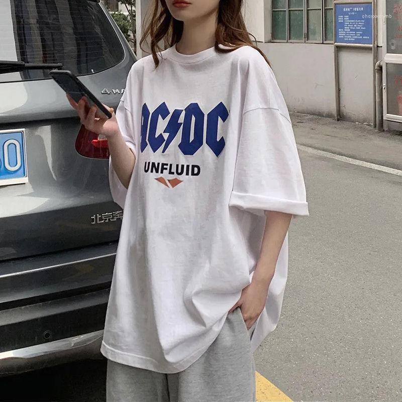 

Women' T-Shirt 2022 Short-Sleeved Female Ins Tide BF Harajuku Style Half Sleeve Long Loose Korean Student Top, Green