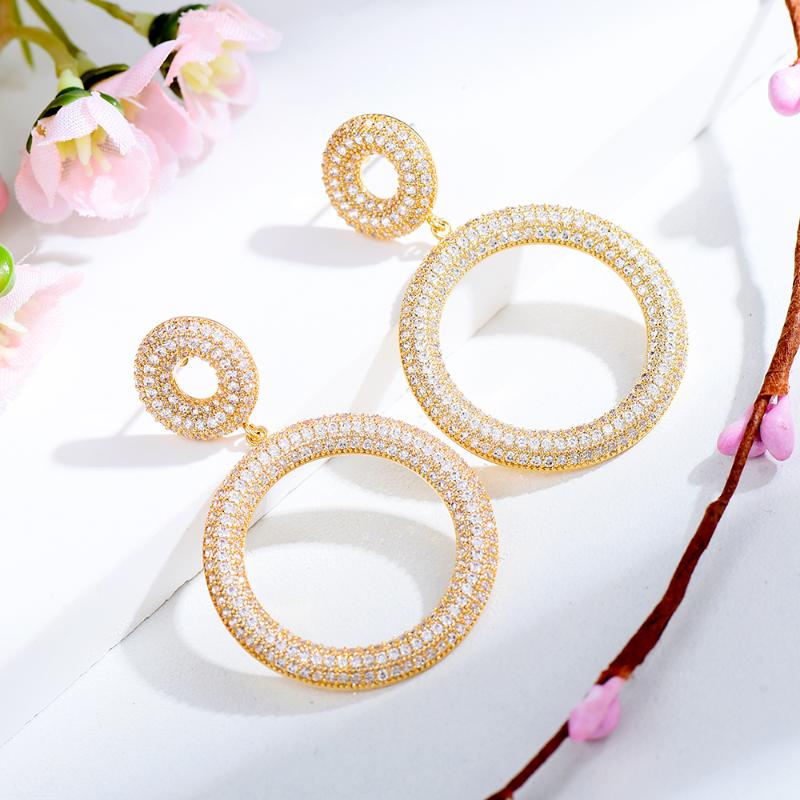 

Dangle & Chandelier GODKI Luxury Round Circle Micro Cubic Zirconia Pave Women Wedding Bridal Party Engagement Earrings Jewelry Gift