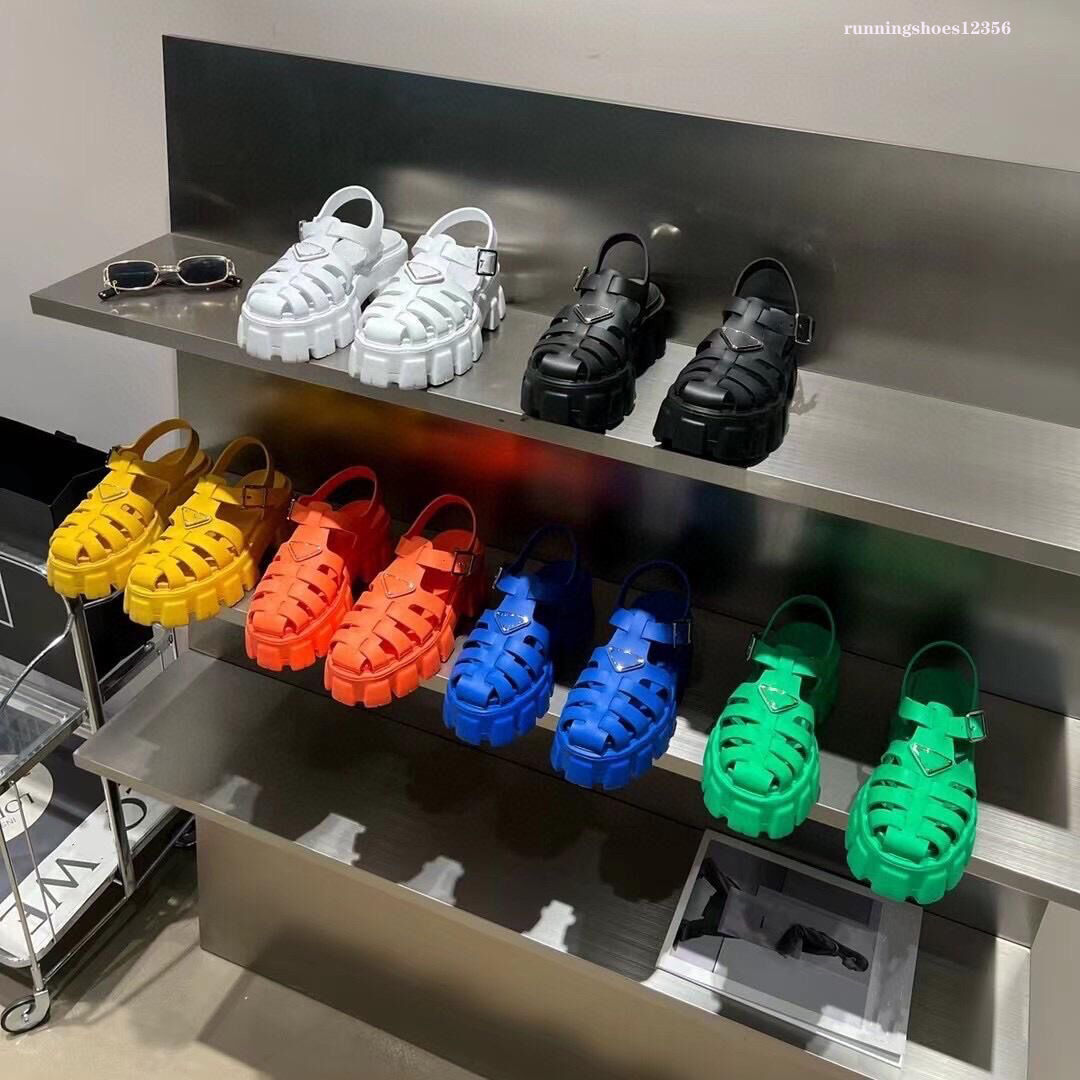 

2022 Women Designer Monolith Sandals Foam Rubber Sandal Womens Chunky-Sole Fisherman Platform Slides Triangle Metal Logo Slippers Retro Beach Loafers Round, Color 6