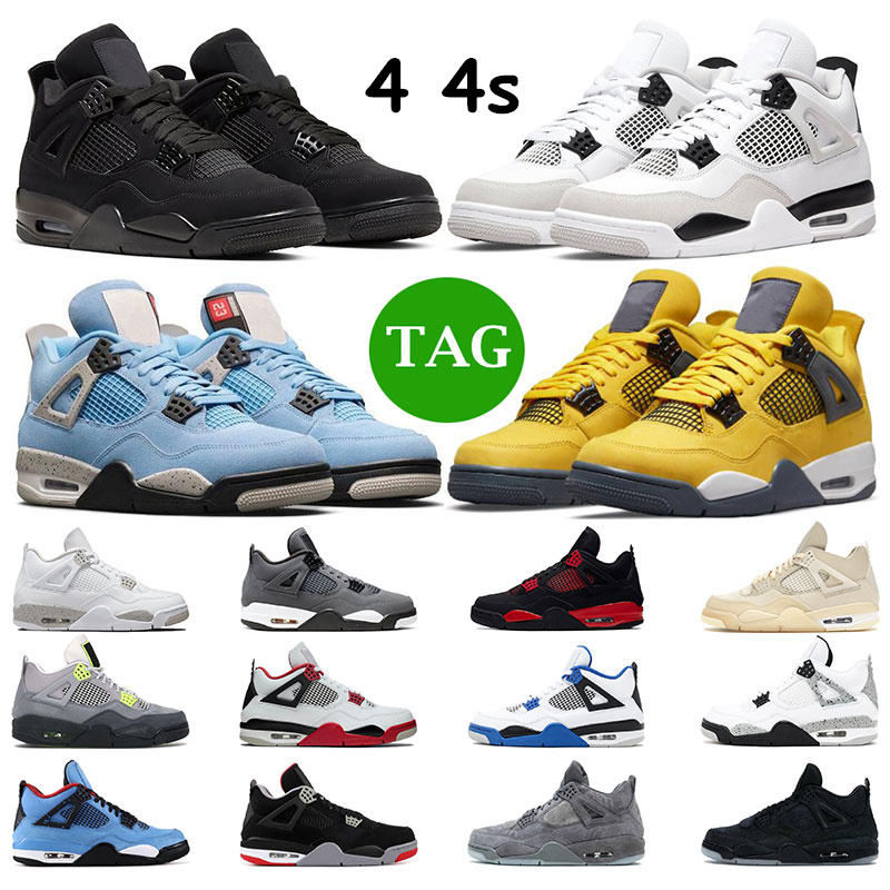 

US14 15 16 OG High Quality Men Basketball Shoes 4s Jumpman 4 Military Black Cat Kaws Grey Sail White Cement Cactus Jack Women Trainers Outdoor Sneakers, 22