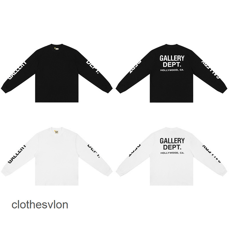 

Dept Mens Galleryes Tshirt t Winter Shirt Loose Round Neck Print High Street Trend Long Sleeve T-shirt Fashion, Black
