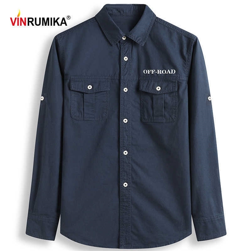 

Super Large Size S-9XL Europe Military Casual Style Men Spring Autumn 100% Cotton Army Green Long Sleeve Shirt Male Khaki Shirts 210701, A khaki