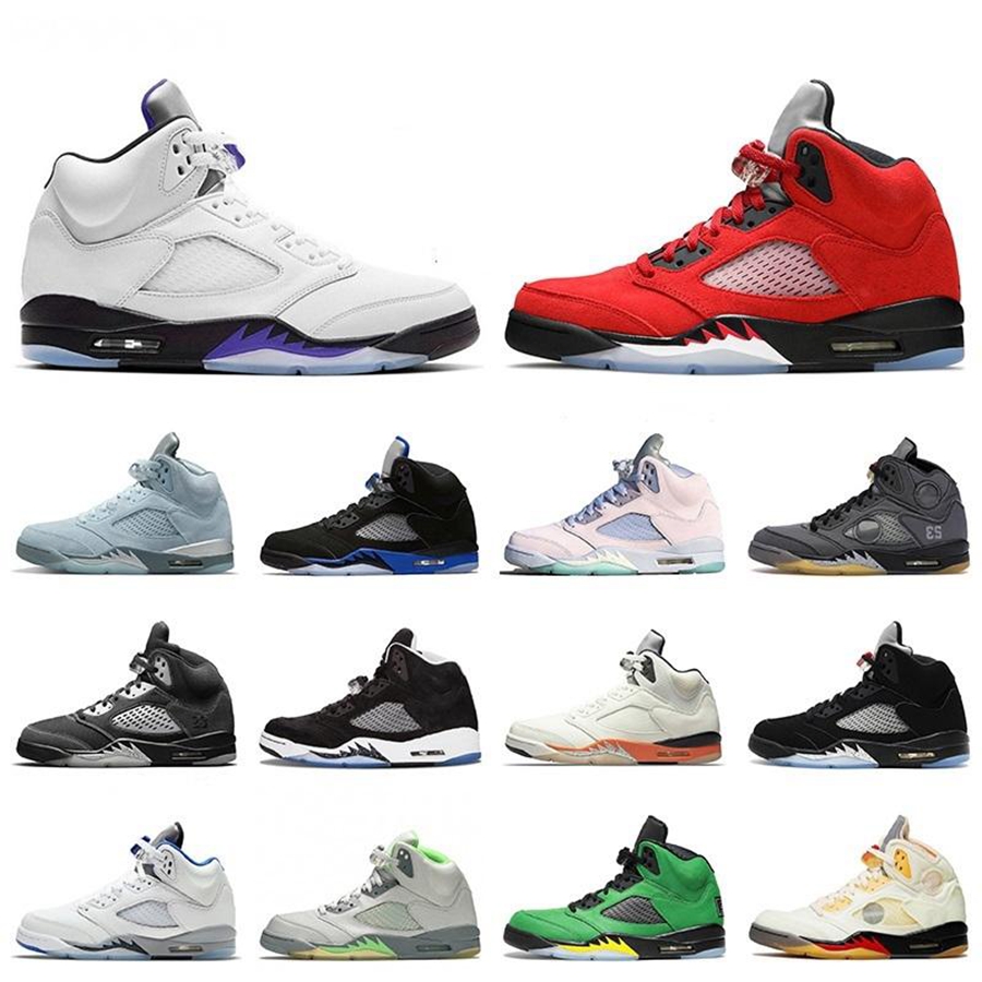 

5s Raging Red Sandals Mens Basketball Shoes Jumpman 5 Hyper Royal Alternate Grape Laney Blue White Cement Men Trainers Outdoor Sports Sneakers 40-46