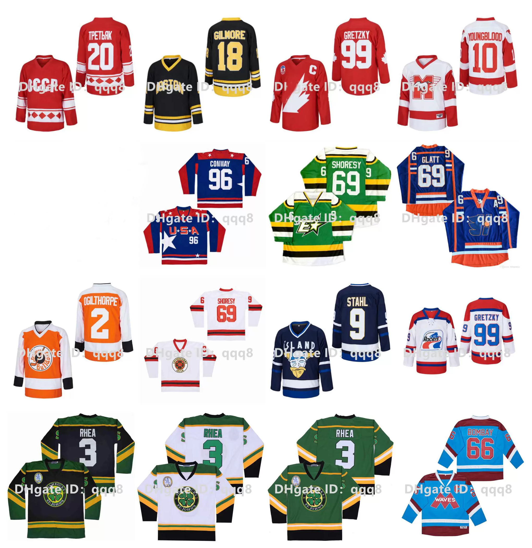 

Vladislav Tretiak CCCP Russia Hockey Jersey Happy Gilmore Dean Youngblood Hamilton Mustangs Wayne Gretzky Canada Charlie Conway WAVES BOMBAY, As pic
