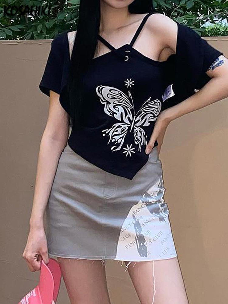 

Women' Knits & Tees Summer Fashion Halter Butterfly Print Tank Top Crop Short Sleeve Cardigan Female Sexy Y2k Two Pieces Set 2022 OutfitsWo, 2 pieces set