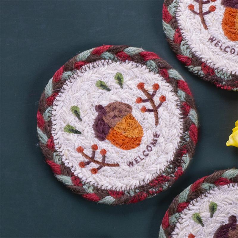 

Mats & Pads 12CM Round Rope Woven Heat Insulation Pad Home Placemat Bowl Mat Non-slip Kitchen Accessories