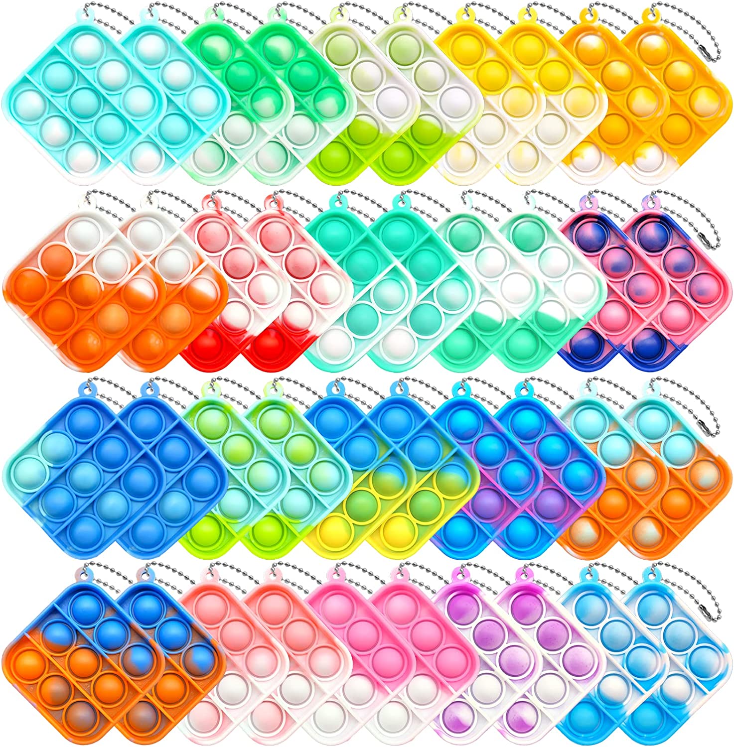

1Pcs Pop Push It Keychain Fidget ToysAnti-Anxiety Stress Relief Pop its Toys Hand PlaysetFidget Toys Sets with Keychain Office Desk Toy for Kids Adults