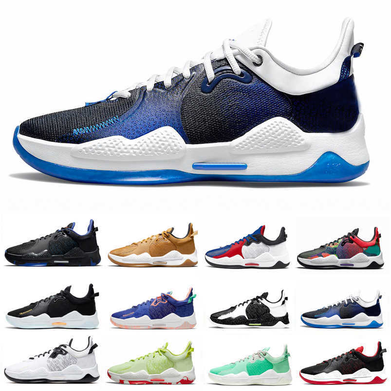 

2021 Paul George PG 5 V Mens Basketball Shoes Clippers Bred Blue powder Pickled Pepper Multi-Color Oreo PlayStation PG5 trainers men Sports, Color#2
