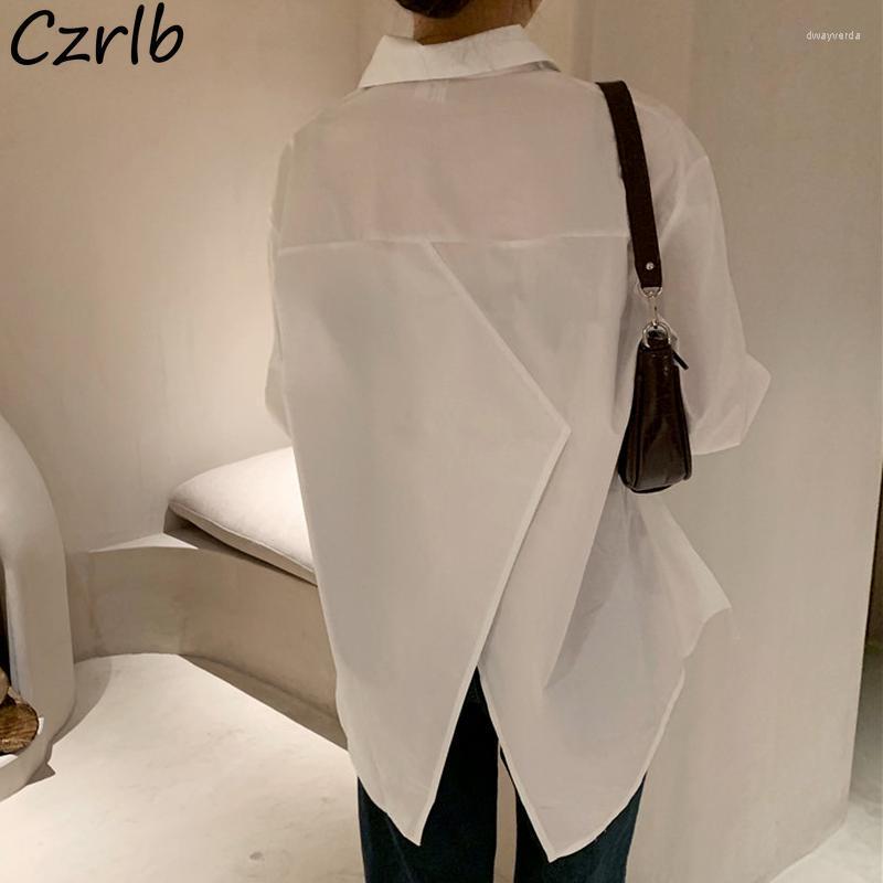 

Women's Blouses & Shirts White Women Casual Side-slit Asymmetric Design Fashion Students All-match Spring Korean Style Ins Elegant Tops Dail