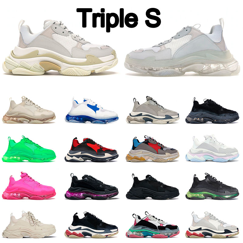 

Triple S Mens Womens Designer Running Balencaiga Shoes Balencigas Trainers Clear Sole Black Green Blue Crystal Rainbow Pink Yellow Sneakers Size 36-45, 36-40 pink (2)