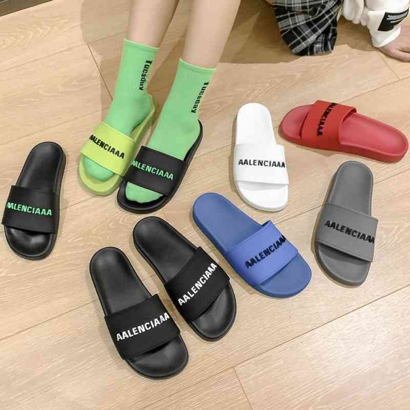 

Paris slippers Balenciga pool slide sandal European Station Alphabet Men and Women Ins Lovers Tide Brand Beach Wear Flip Flops, Black white label