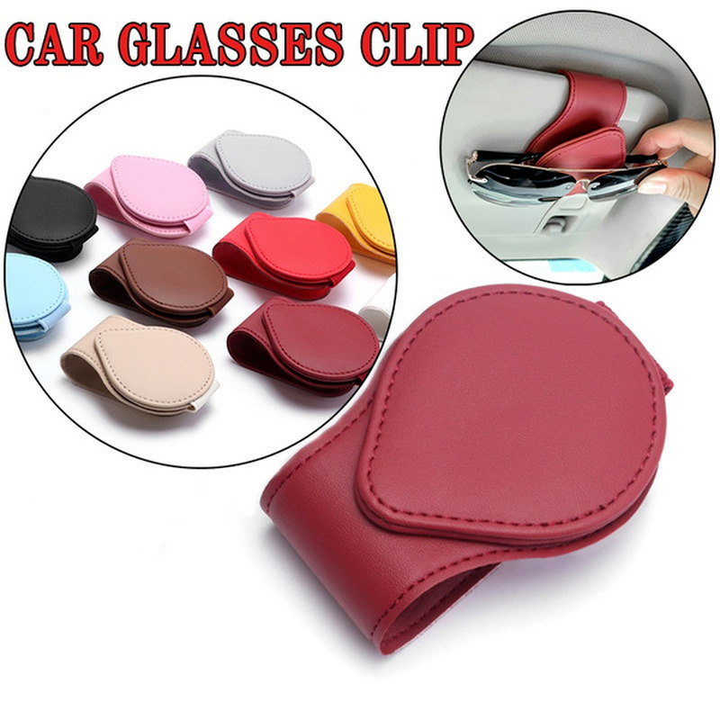 

Leather Sun Visor Glasses Clip Universal Car Interior Card Ticket Fastener Portable Sunglasses Holder Clips Auto Accessories