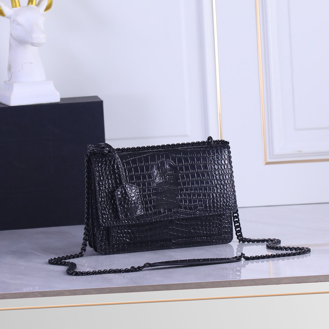 

2022 Top Ladies Handbags Fashion Designer Bags Famous Messenger Bags Shoulder Solid Crocodile Print Leather Wallets 442906, Black