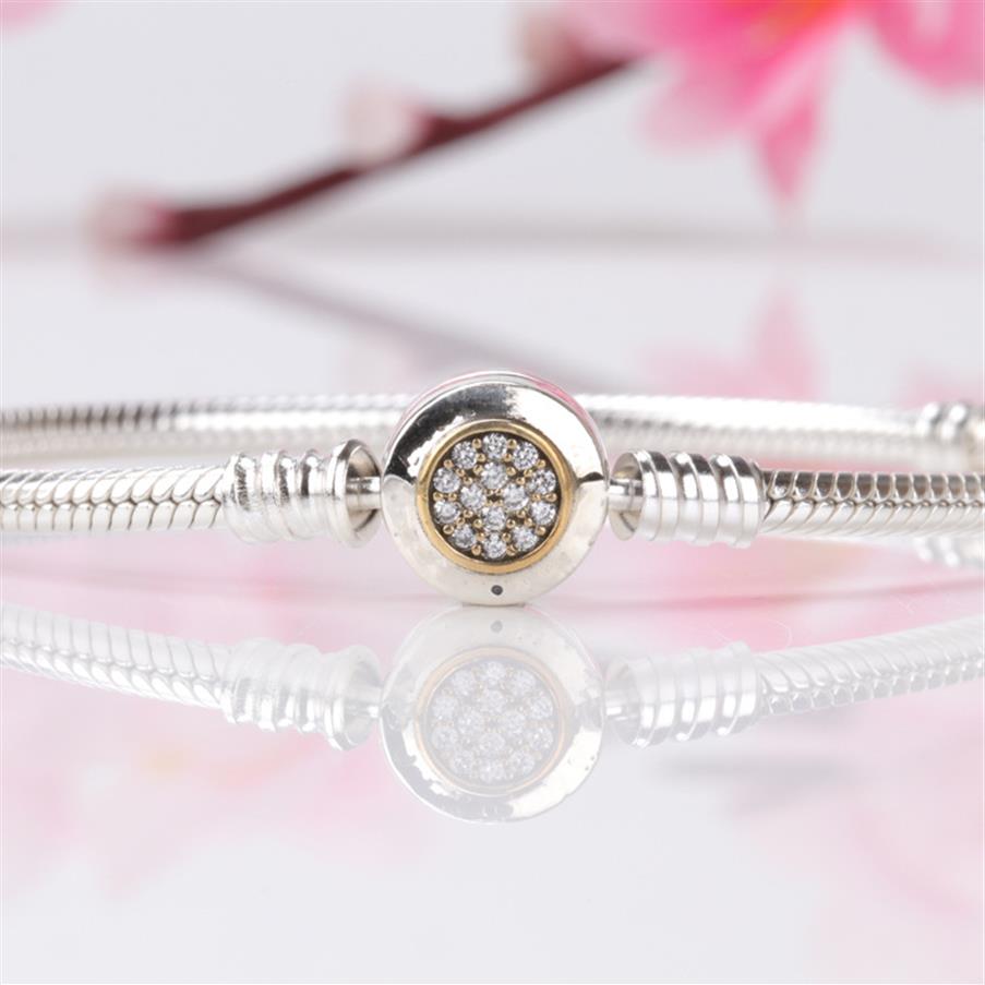 Sterling Silver Women Bracelets White Micro Paved Round Bracelet Logo Stamped for Pandora European Charms Beads Jewelry 10pcs/lot 270r-image-760330394