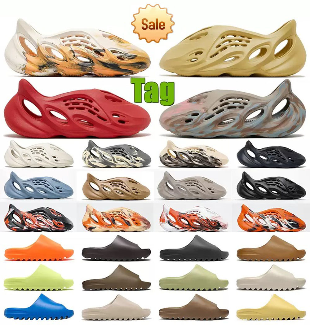 

YEEZIES''Sandals Mens Slide Runner Mineral Blue Women Sliders Slippers Foam RNNR Ochre Cream Grey Red Bone Orange Shoes White Black Desert Ararat Sand Slides Sneakers, #22 for the shoes box