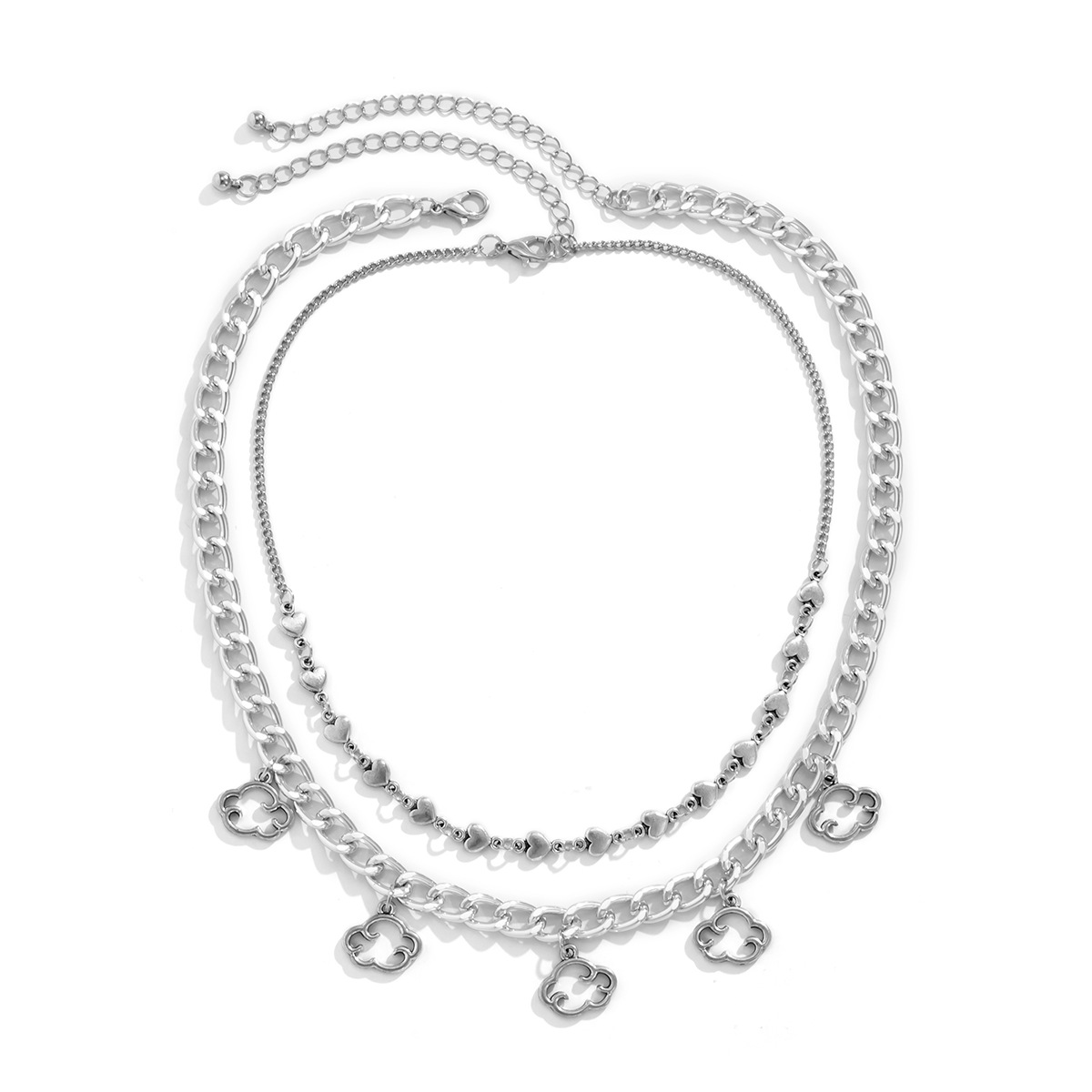 

Pendant Necklaces Unique Cloud Necklace For Women Punk Hip Hop Silver Color Heart Chain Choker Trend Unisex Jewelry Gift