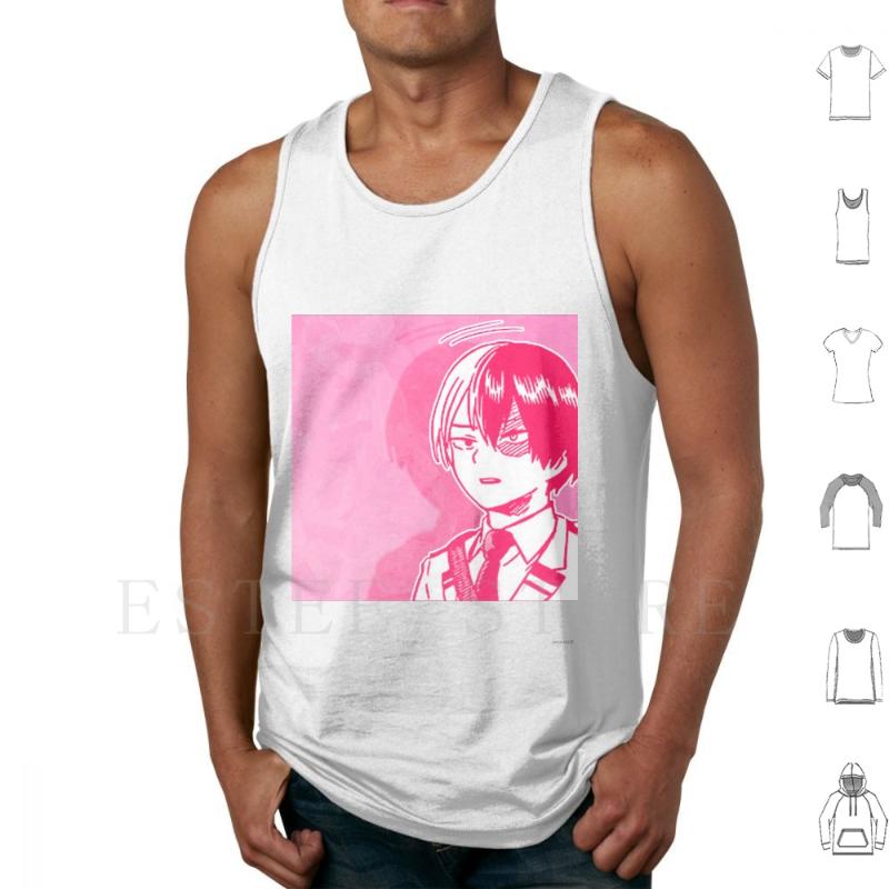 

Men' Tank Tops Pink Todoroki Shouto Vest Sleeveless Bnha Boku No Hero, White;black