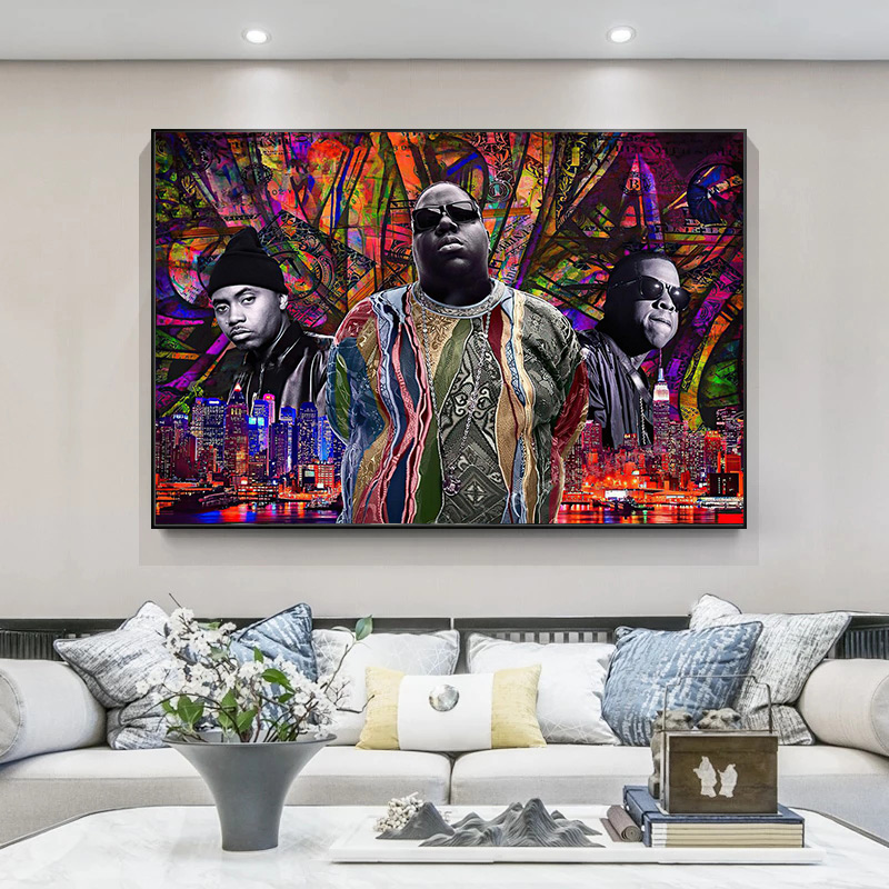 

Graffiti Famous Hip Hop Stars Posters And Prints Portrait Mural Canvas Painting Wall Art Pictures For Living Room Decoration