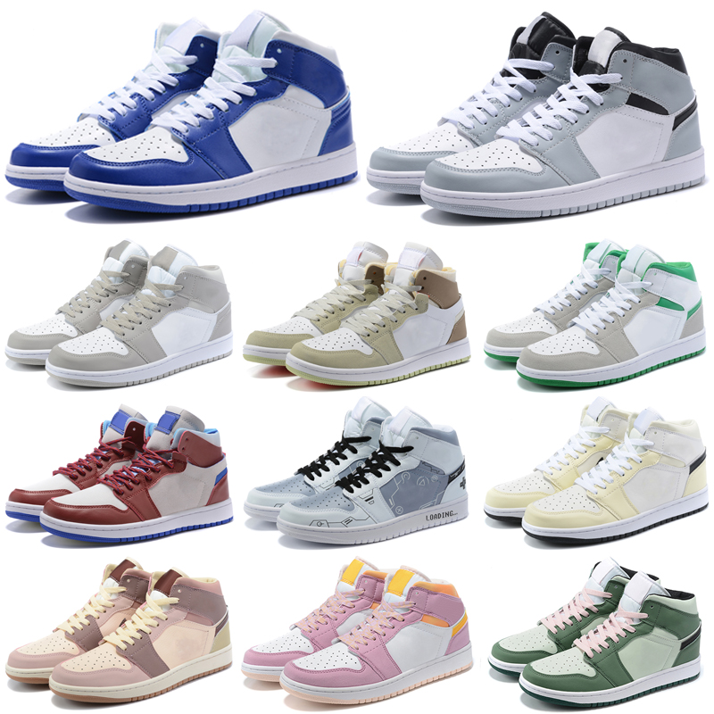 

Top Jumpman 1 1s mid basketball shoes light smoke grey chicago toe carbon fiber barely orange signal blue white black hyper royal men women sports sneakers Size 36-45, As photo 17