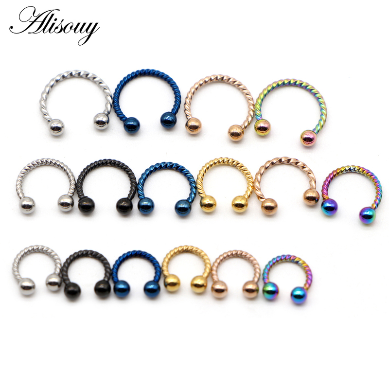 

Alisouy 1pc 16G 6 8 10mm Twist Ball Horseshoe Fake Nose Ring C Clip BCR Septum Lip Piercing Falso Rings Hoop For Women Men 220716