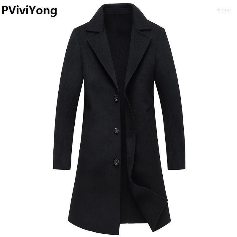 

Men's Wool & Blends PViviYong 2022 Arrival Autumn&winter High Quality Trench Coat Men Manual Double Sided Turn-down Collar Jacket Viol22, Black