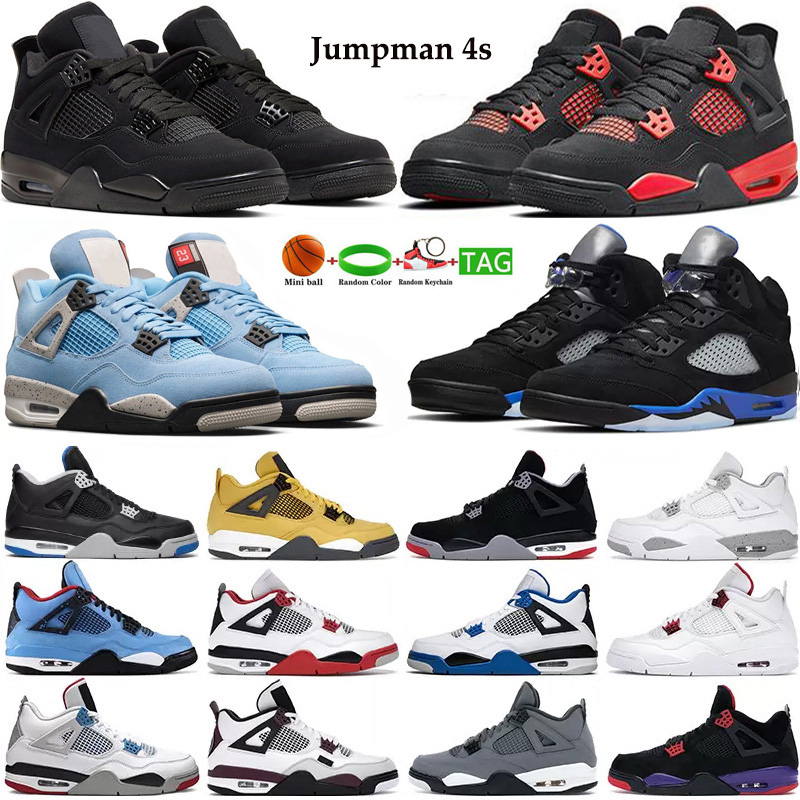 

Basketball shoes 4s Men Women green grey blue Red Black Cat Thunder Lightning University Blue White Oreo Bred Pure Money Mens Trainers Sports 5.5-13, #15 red metallic 36-47