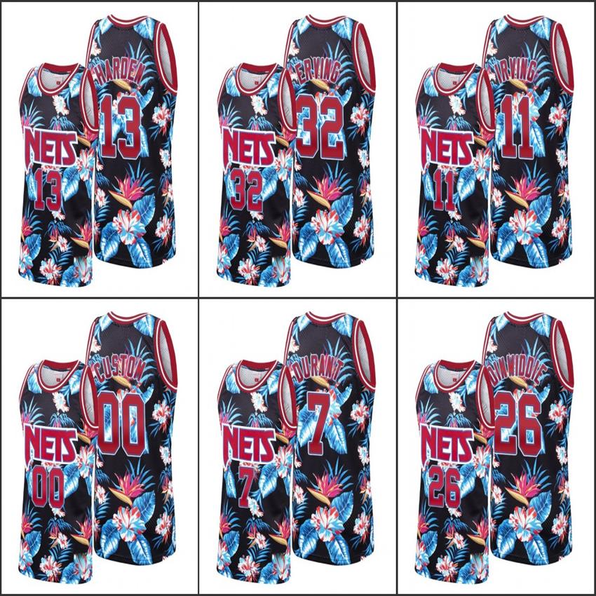 

Brooklyn Men Nets's James Harden Kevin Durant Kyrie Irving Spencer Dinwiddie Custom Floral Fashion Black Hardwood's Clas202w