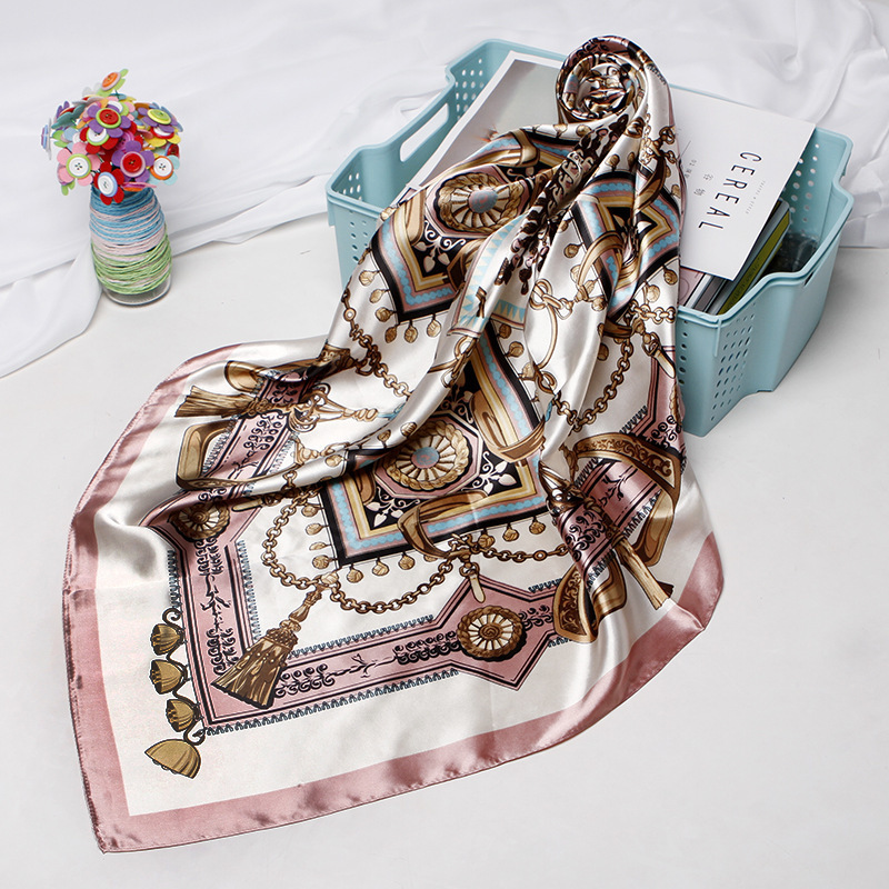 

Fashion Hijab Scarf For Women Print Silk Satin Hair Scarfs Kerchief 90 90cm Square Neckerchief Headband Scarves Ladies 220704