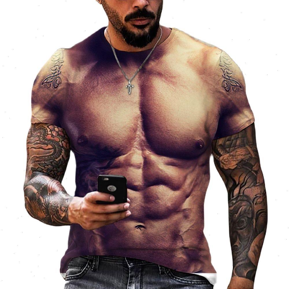 

Fashion Muscle Shirt Men Abdominal Muscles Funny T Shirts Loose Large Size Short Sleeve 3d Clothing Slim Top, Ofsa000238