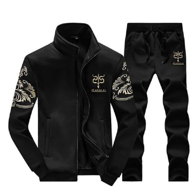 

Men' Tracksuits Fashion Men' Sportswear Hoodies Men Casual Sweatshirt Male 2PCS Tracksuit Brand Clothes Man Leisure Outwear SetsMen, D38o black