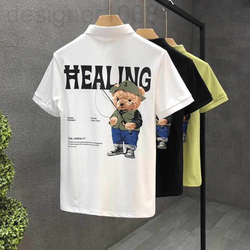 

Men' Polos designer Premium print short sleeve t-shirt men' polo shirt fashion brand youth handsome half high-end Lapel top WK47, 2# packing bag