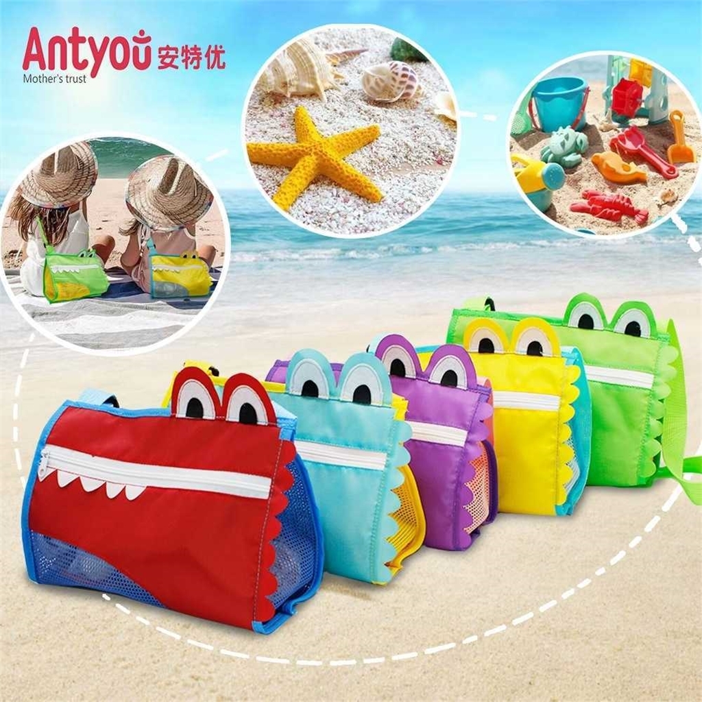 

High Quality Crocodile Cartoon Crossbody Backpack Mesh Purses Kids Beach Toys Tool Collection Pouch Tote Mom Baby Kids Sand Shell Storage Shopping Bags T33V97A, Violet