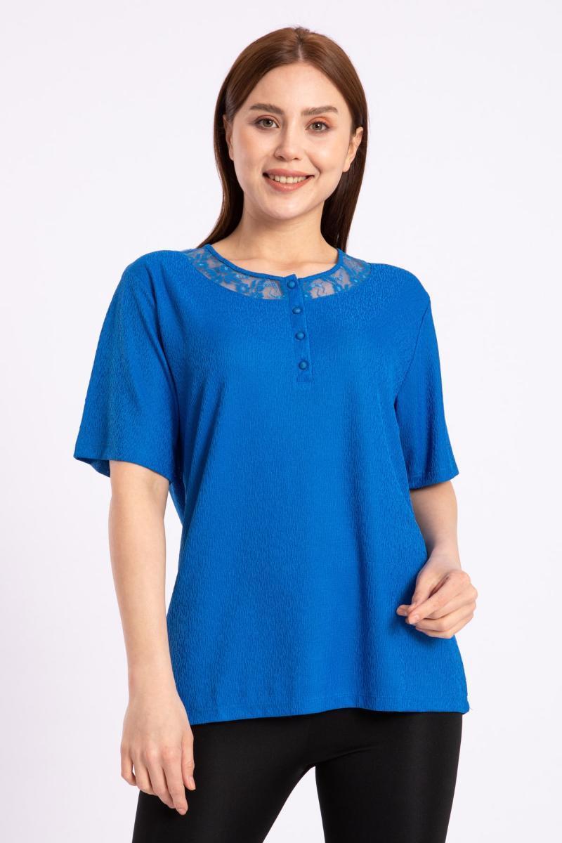 

Women's Blouses & Shirts Combed Cotton Blouse Short Sleeve Casual 2022 Fashion Spring Summer Autumn Tops Round Collar Button Soft Dress, Blue