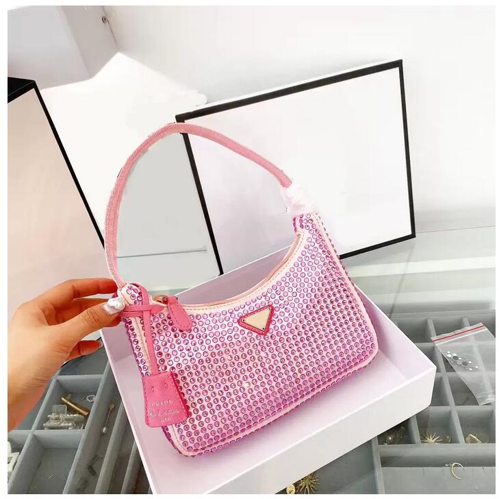 

5A quality Women mini Nylon Bags handbags Pink Light Green Black White Rhinestone Purses Designer Shoulder Crossbody Bag Multi Pochette wallet 2005 Designers Bags