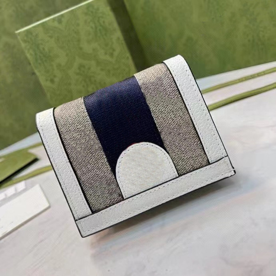 

Womens Wallets Lady Designer Pocket Interior Slot Coin Purse Purses Women Leather Tri-fold Short Wallet Blue and Red Stripes Girls Clutch, Black