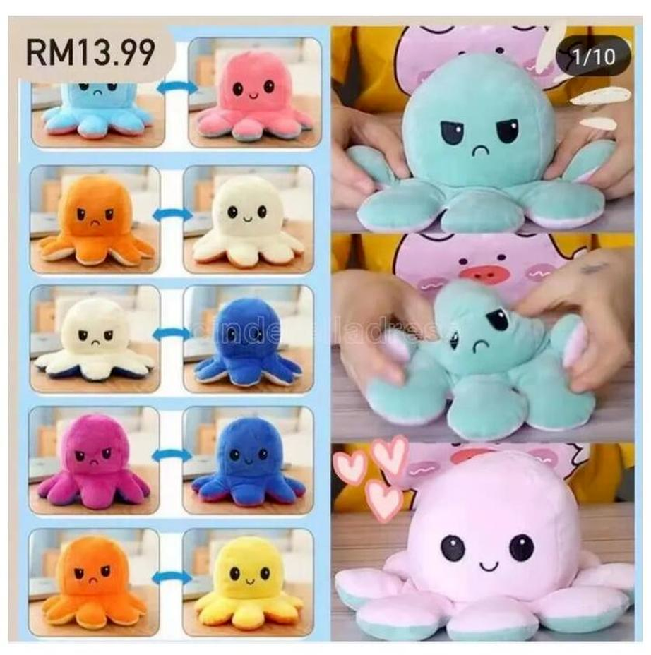 UPS STOCK Favor price 26 styles Reversible Flip Octopus Double-sided Octopus Stuffed Dolls Expression Plush Toys Soft Baby Gift Doll Christmas Bi-image-762462064