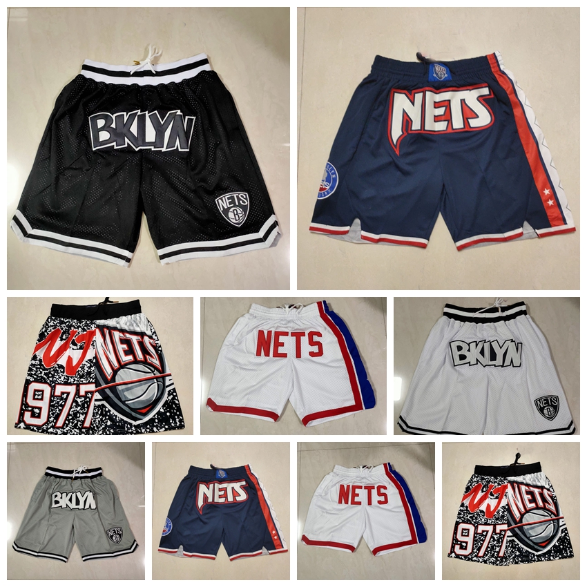 

Brooklyn''Nets''men Basketball Shorts Retro JUST DON white Pocket 0426, As