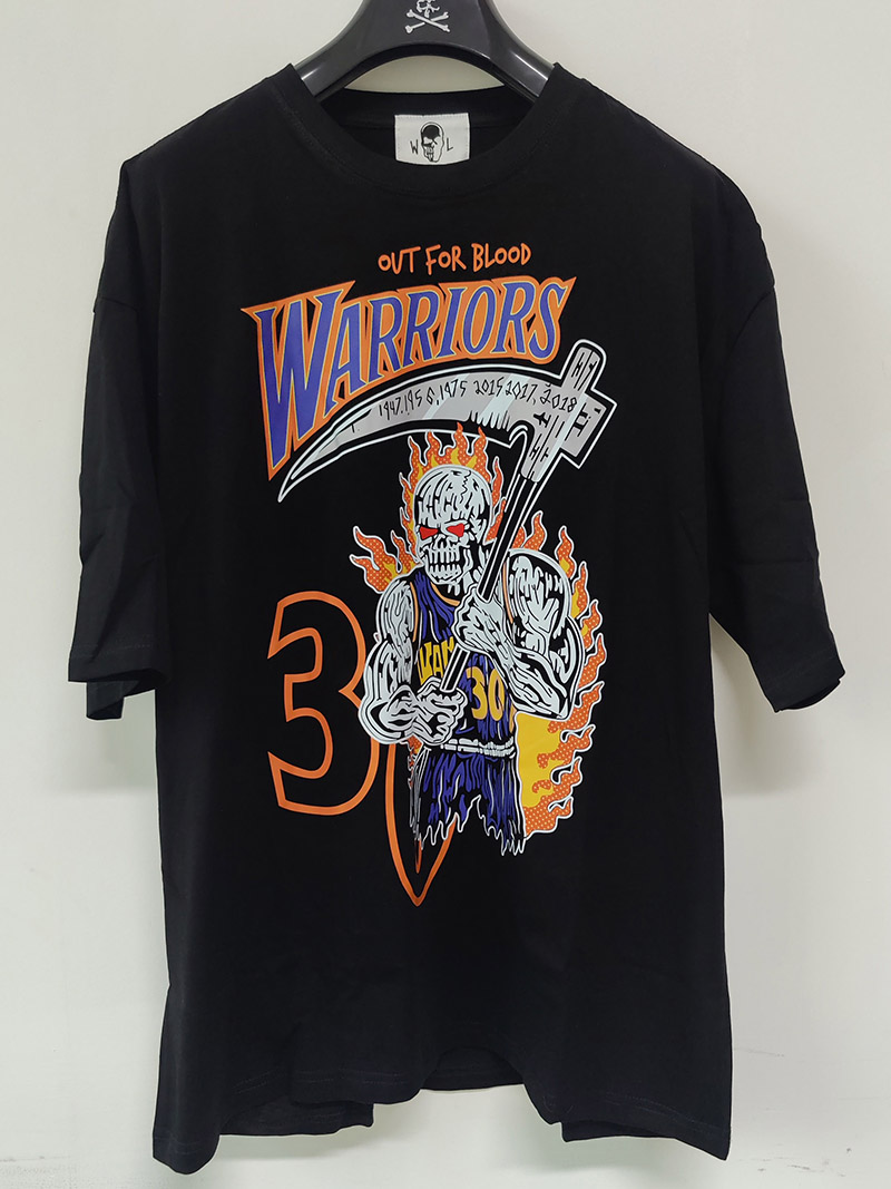 

Warren T-shirts Stephen Curry Skull Print Mens Lotas Womens Art T-Shirts Loose Tees Men Casual Shirt Shorts Sleeve Black Tee -XL