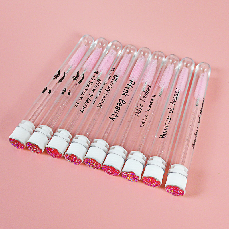 

50 100Pcs Customized Eyelash Brush Tubes Custom Rose Drill Head Reusable Eyebrow Tube Extension Applicator 220722