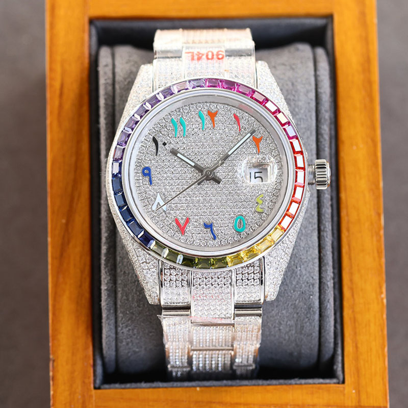 

Diamond Watch Automatic Mechanical Mens Watches 41mm Silver Strap Stainless Steel Men Waterproof WristWatch Montre De Luxe Business WristWatches, Color7