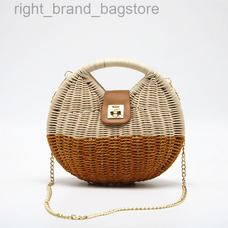 

Bohemian Straw Bags for Women Brands Panelled Rattan Bag Women Handbags Summer Shell Beach Bag Chains Crossbody Bags Boho Tote W220813, Beige