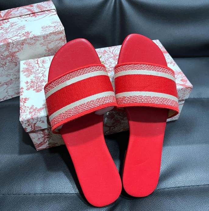 

Luxury D slippers WAY Cotton sandals multi-colour cotton embroidered D-Jungle Pop pattern lucky star size 35-42, Color 26