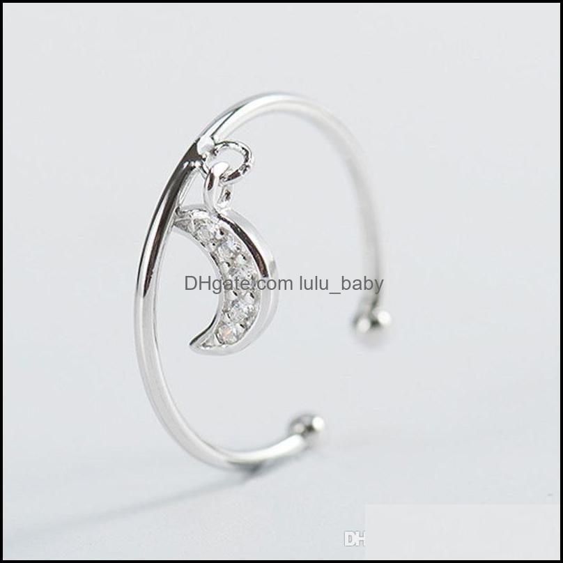 

Band Rings Jewelry 100% Genuine 925 Sterling Sier Open Moon Dangle Female Ring For Women Fine Christmas Gift Ymr483 Drop Delivery 2021 1Fwjb