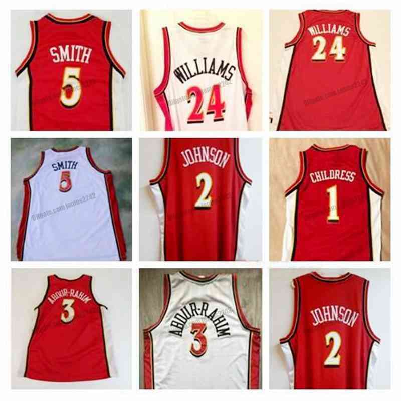

Abdur-Rahim 3 Basketball Jersey College Custom Atlanta Shareef Joe 2 Johnson Smith Williams Childress stitched White Red Size S-4XL Top, As show