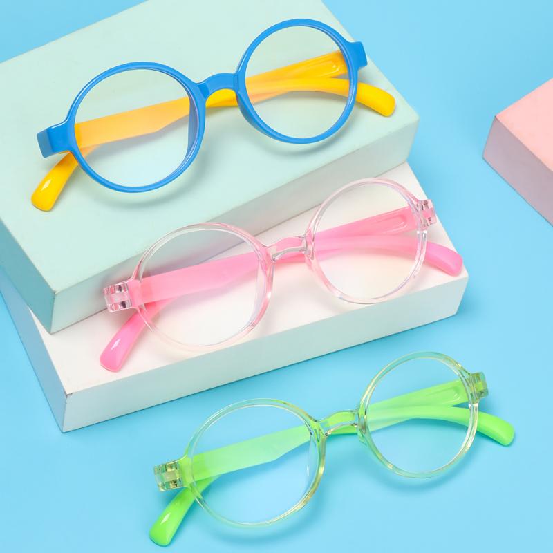 

Sunglasses 1PC Kids Anti-blue Light Glasses Children Silicone Eyewear Boys Girls Radiation Protection Eyeglasses Soft Round Frame Goggles, White;black
